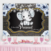 Lofaris Glitter Floral Peanut Elephant Baby Shower Backdrop